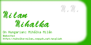 milan mihalka business card
